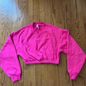Alo Yoga Devotion Pullover Fleece Crop Crewneck in Pink